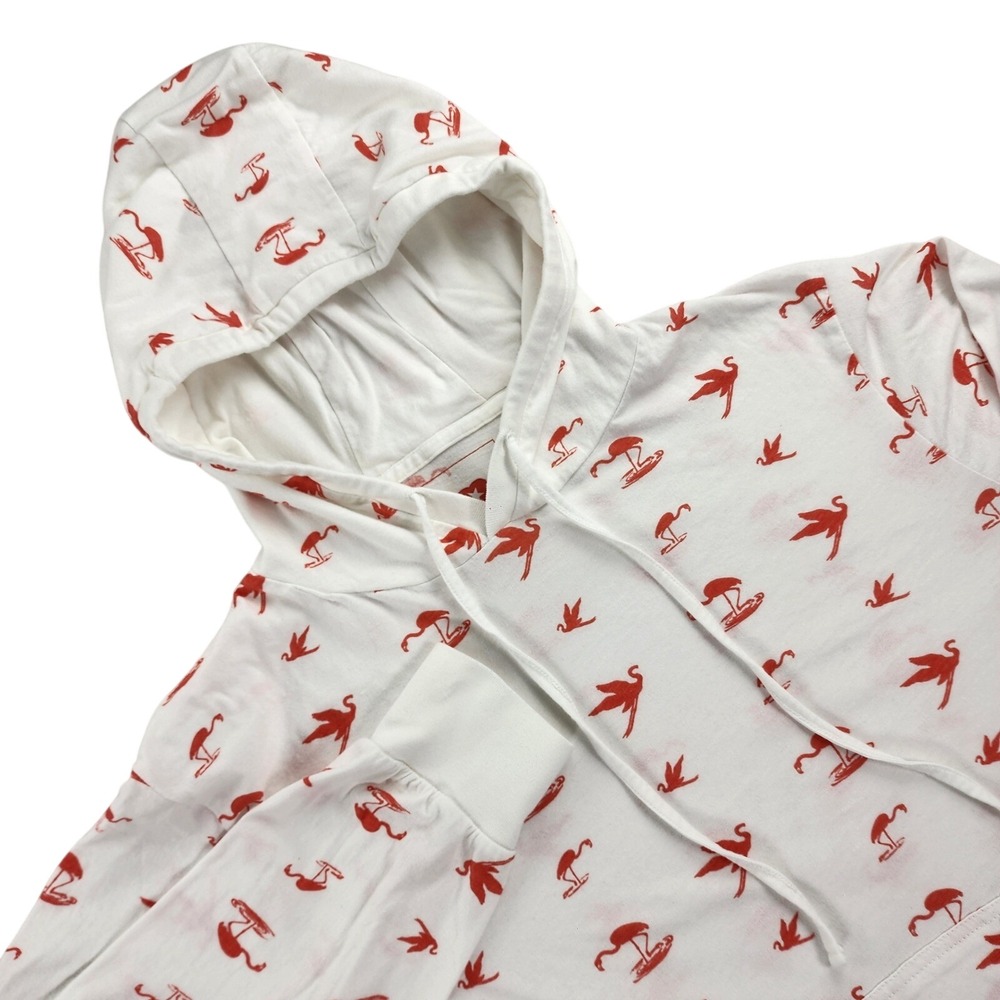 DJAB Tees long sleeves Men Medium White Red Flamingo Print Pullover 100% Cotton